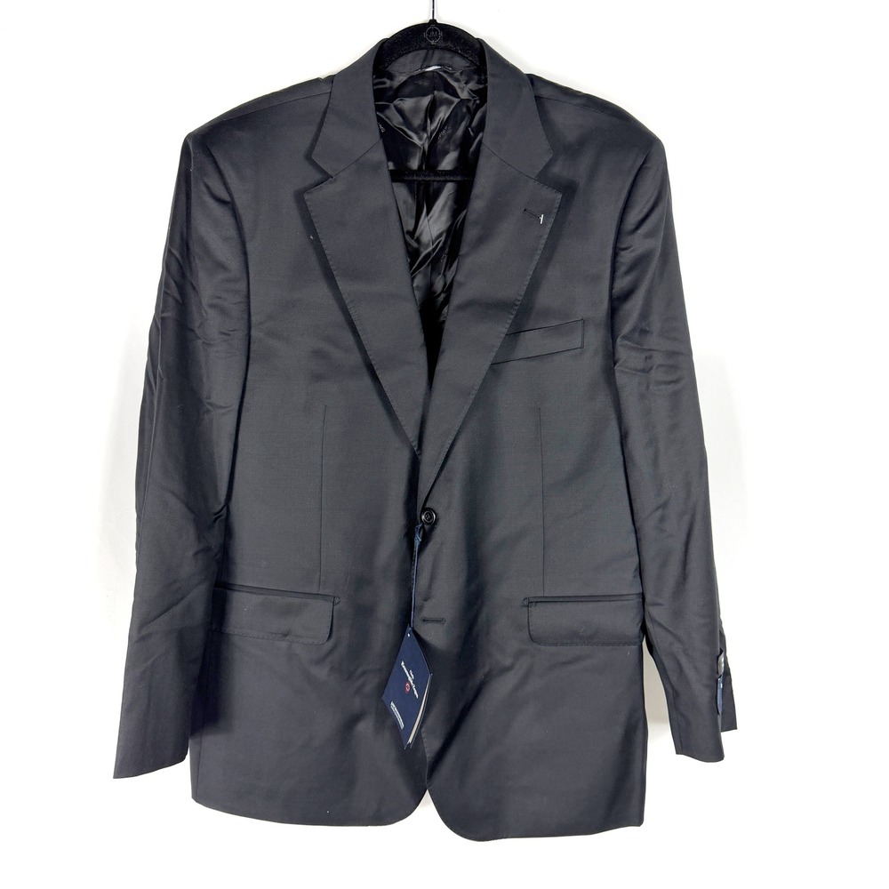 Ermenegildo Zegna Wool Blazer Black Classic Fit 2-Button Saks Italy Mens 46R